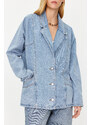 Trendyol Blue Oversize Blazer Denim Jacket