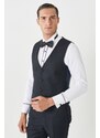 ALTINYILDIZ CLASSICS Men's Navy Blue Slim Fit Slim Fit Swallowtail Collar Patterned Vest Tuxedo Suit.