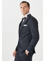 ALTINYILDIZ CLASSICS Men's Navy Blue Slim Fit Slim Fit Swallowtail Collar Patterned Vest Tuxedo Suit.