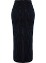 Trendyol Navy Blue Striped Slit Detailed High Waist Maxi Knitted Skirt