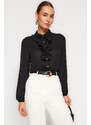 Trendyol Black Detachable Bow Woven Shirt