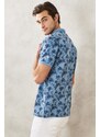 ALTINYILDIZ CLASSICS Men's Navy Indigo Slim Fit Slim Fit Patterned Polo Neck T-Shirt.