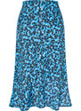 Trendyol Blue Flounce Viscose Fabric Animal Patterned Midi Woven Skirt