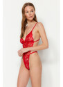 Trendyol Red Lace Snap Knitted Body