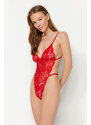 Trendyol Red Lace Snap Knitted Body