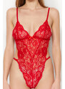 Trendyol Red Lace Snap Knitted Body