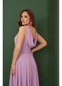 Carmen Lilac Chiffon Degajee Neck Long Evening Dress And Invitation Dress