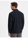 Ombre Clothing Pánská bavlněná košile REGULAR FIT s kapsami na knoflíky - tmavě modrá V3 OM-SHCS-0146