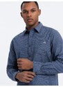 Ombre Clothing Pánská bavlněná košile REGULAR FIT s kapsou - modrá V3 OM-SHCS-0147