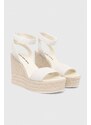 Semišové sandály Calvin Klein Jeans WEDGE SANDAL SU MG BTW dámské, béžová barva, na platformě, YW0YW01026