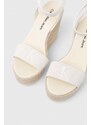 Semišové sandály Calvin Klein Jeans WEDGE SANDAL SU MG BTW dámské, béžová barva, na platformě, YW0YW01026