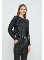 Kožená bunda Pinko dámská, černá barva, přechodná, 102993.A1KC