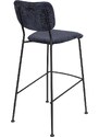 Tmavě modrá manšestrová barová židle ZUIVER BENSON 75,5 cm