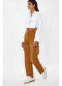 Trendyol Brown Cargo Straight/Straight Fit Woven Double Pocket Woven Trousers