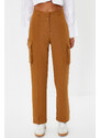 Trendyol Brown Cargo Straight/Straight Fit Woven Double Pocket Woven Trousers