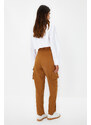 Trendyol Brown Cargo Straight/Straight Fit Woven Double Pocket Woven Trousers