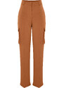 Trendyol Brown Cargo Straight/Straight Fit Woven Double Pocket Woven Trousers