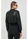 Kožená bunda bomber Elisabetta Franchi dámská, černá barva, přechodná, GD35Z41E2