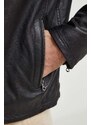 Kožená bunda Pepe Jeans pánská, černá barva, přechodná