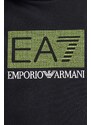 Mikina EA7 Emporio Armani pánská, černá barva, s kapucí, s aplikací