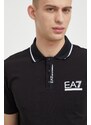 Polo tričko EA7 Emporio Armani černá barva, s potiskem