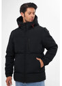 D1fference Men's Black Thick Lined Hooded Water and Windproof Puffer Winter Coat