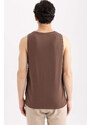 DEFACTO Slim Fit Printed Crew Neck 100% Cotton Tank Top