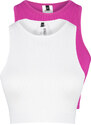 Trendyol Fuchsia-White 2-Piece Seamless/Seamless Light Support/Shaping Knitted Sports Bra