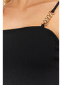 Trendyol Black Fitted Elegant Evening Dress with Knitted Accessories