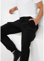 bonprix Strečové kalhoty Regular Fit Straight s cargo kapsami, bez zapínání Černá