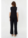 Trendyol Black Linen Look Elegant Vest Trousers Woven Bottom Top Suit