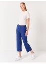 Jimmy Key Navy Blue High Waist Straight Woven Trousers with Pockets