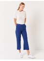 Jimmy Key Navy Blue High Waist Straight Woven Trousers with Pockets