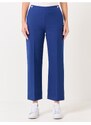 Jimmy Key Navy Blue High Waist Straight Woven Trousers with Pockets