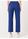 Jimmy Key Navy Blue High Waist Straight Woven Trousers with Pockets