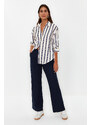 Trendyol Navy Blue Straight / Straight Cut Woven Trousers with Elastic Waist