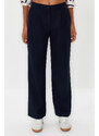 Trendyol Navy Blue Straight / Straight Cut Woven Trousers with Elastic Waist