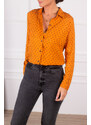 armonika Women's Orange Patterned Long Sleeve Shirt