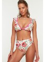 Trendyol Floral Patterned Frill Detailed Bikini Set