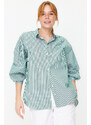 Trendyol Green Striped Wide Cut Woven Shirt