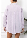 armonika Women's Lilac Striped Look Oversized Long Basic Shirt