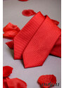 Avantgard Červená luxusní pánská silm kravata s proužkovanou strukturou