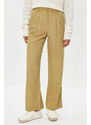 Trendyol Light Khaki Wide Leg Pleated Woven Trousers