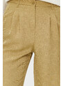 Trendyol Light Khaki Wide Leg Pleated Woven Trousers