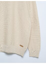 Big Star Man's V-neck Sweater 161038 Beige Wool-801