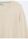 Big Star Man's V-neck Sweater 161038 Beige Wool-801