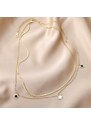 Camerazar Dlouhý náhrdelník z 18karátově pokovené chirurgické oceli s hvězdičkami, antialergický, délka 48 cm