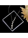 Camerazar Dlouhý zlatý náhrdelník s hvězdičkami z chirurgické oceli 316L, délka 47 cm, zdobený bílými zirkony
