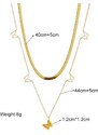Camerazar Dvojitý náhrdelník s motýly z chirurgické oceli ve zlaté barvě