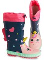 Denokids Heart Unicorn Girls Navy Blue Rain Boots